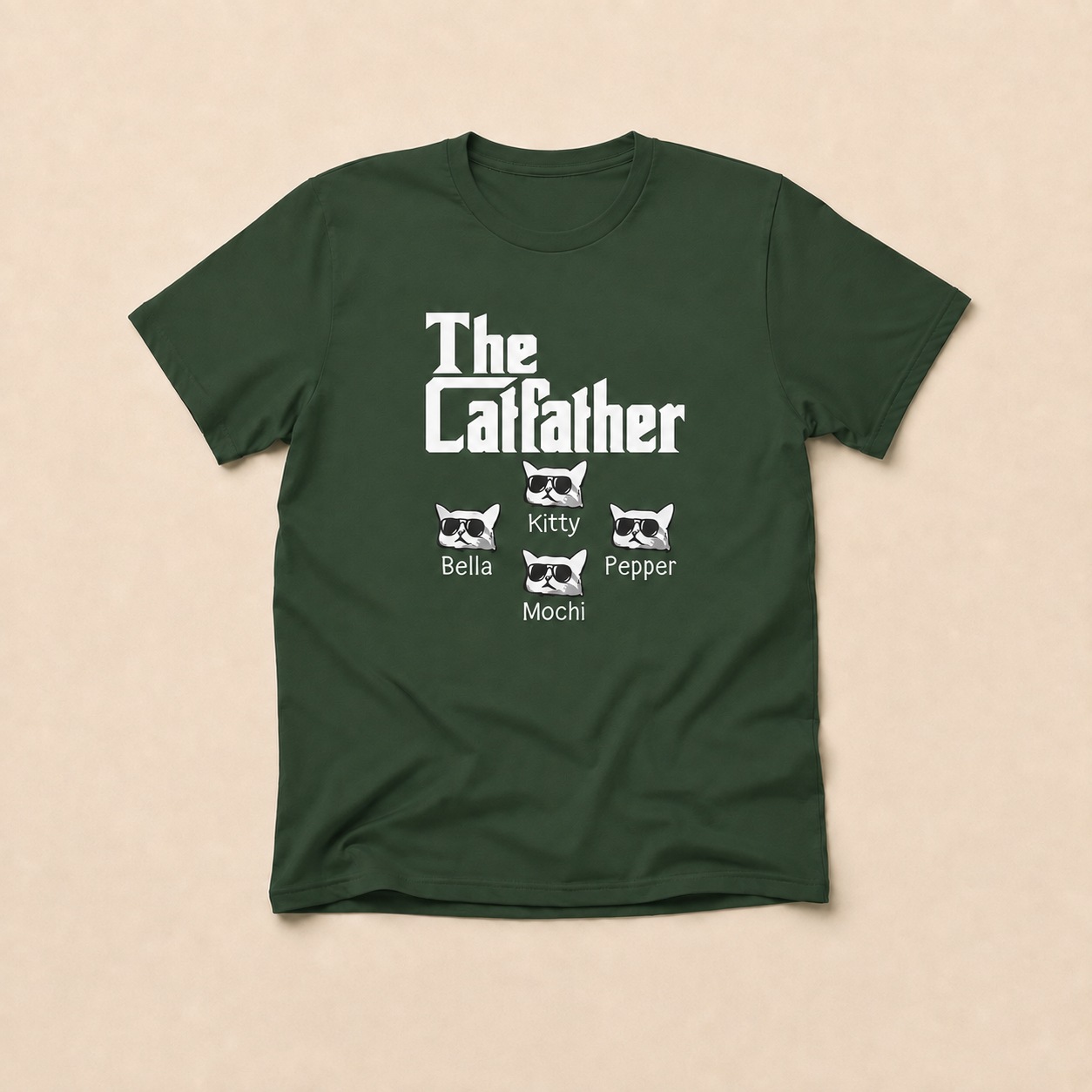 Personalized Cat Dad Unisex T-Shirt – Custom Number of Cats & Cat Names Gift