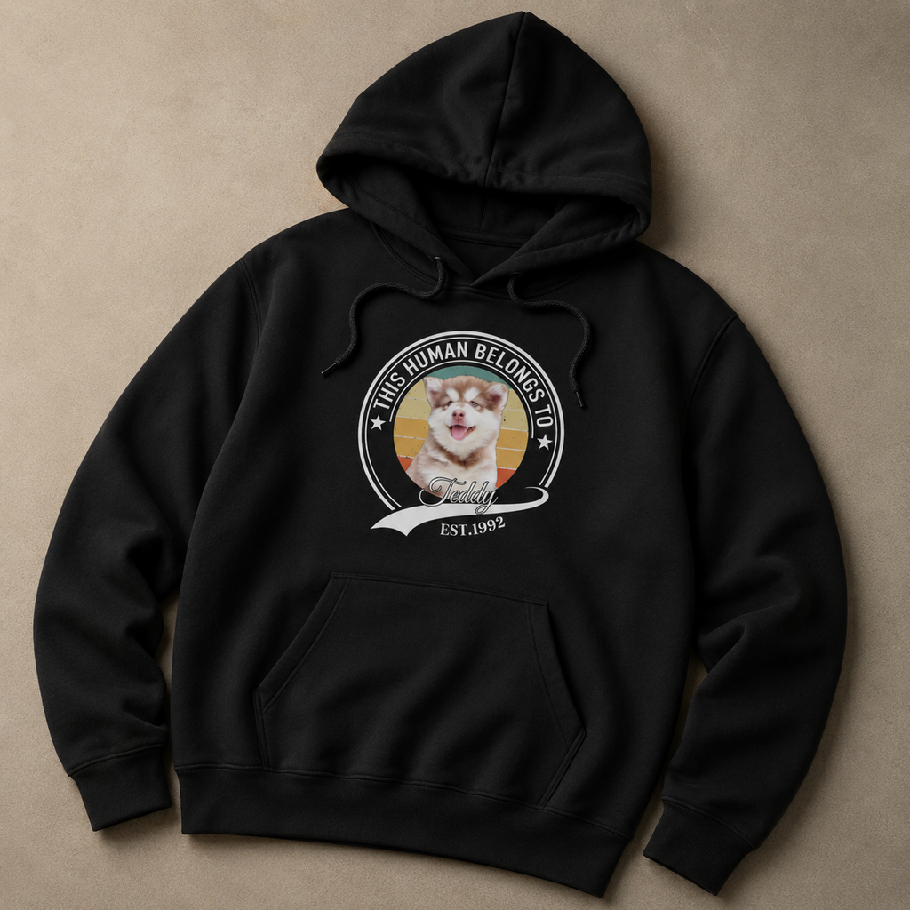 Personalized Pet Photo, Background, Name & Est Year Unisex Hoodie – Custom Dog or Cat Owner Gift