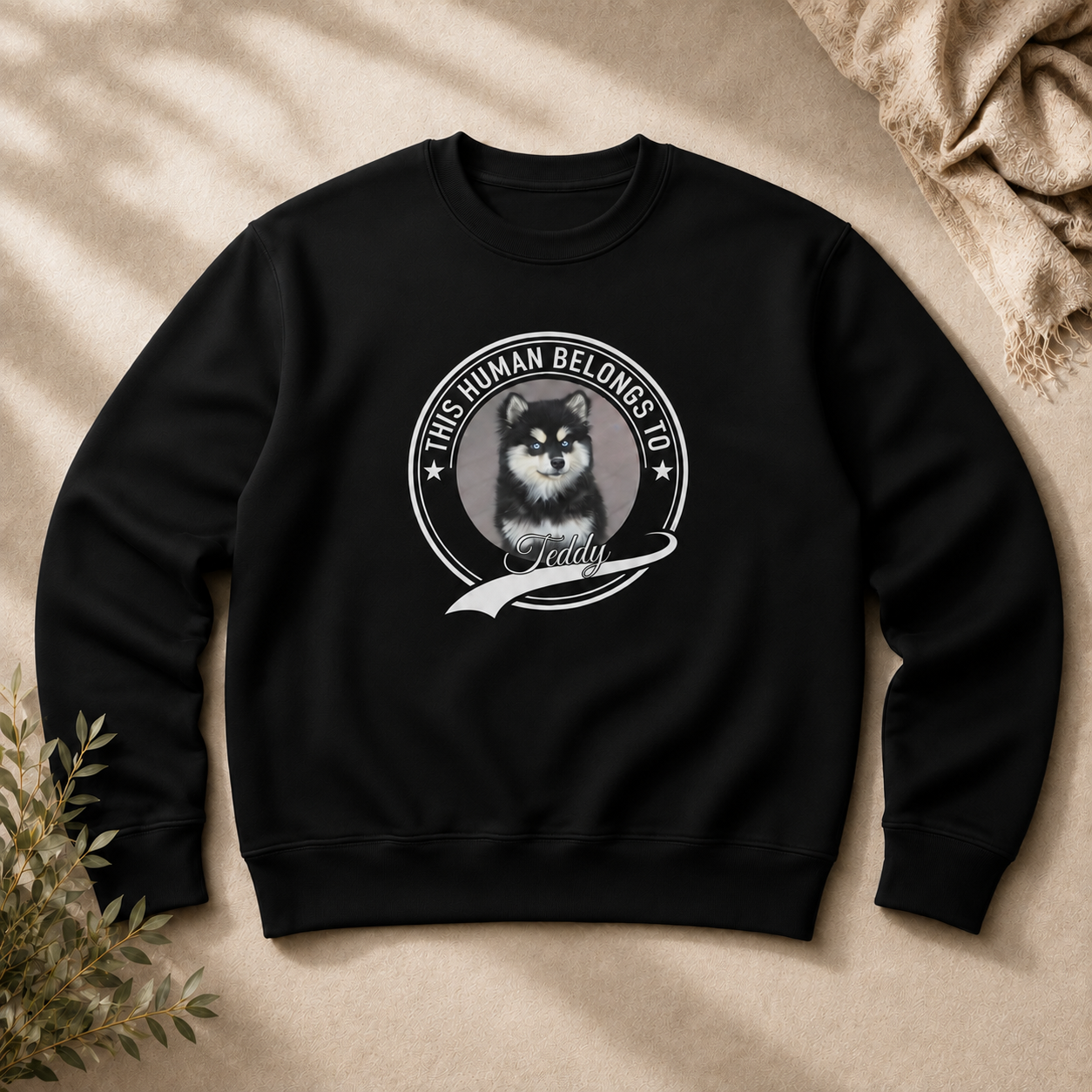 Personalized Pet Photo, Background, Name & Optional Est Year Unisex Sweatshirt – Custom Dog or Cat Owner Gift