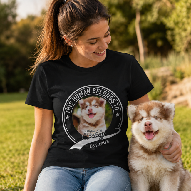 Personalized Pet Photo, Name & Est Year Unisex T-Shirt – Custom Dog or Cat Owner Gift Main Image