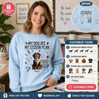 Personalized Teacher Dog Breed & Name Unisex Sweatshirt – My Dog Ate My Lesson Plan Custom Crewneck