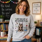Personalized Teacher Dog Breed & Name Unisex Sweatshirt – My Dog Ate My Lesson Plan Custom Crewneck