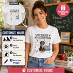 Personalized Teacher Dog Breed & Name Unisex T-Shirt – My Dog Ate My Lesson Plan Shirt