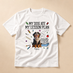 Personalized Teacher Dog Breed & Name Unisex T-Shirt – My Dog Ate My Lesson Plan Shirt