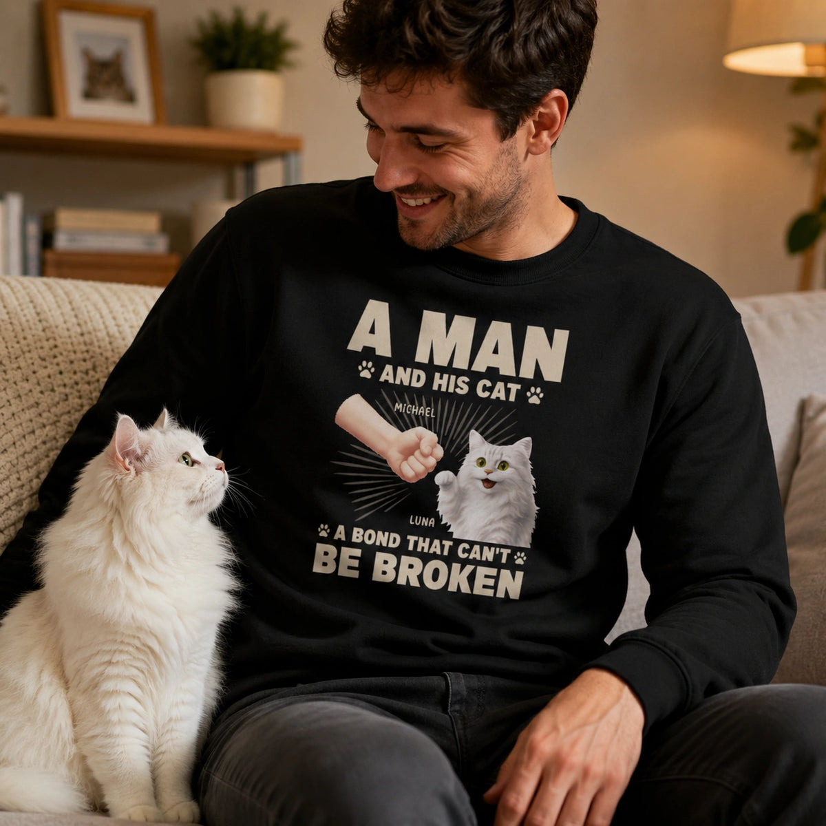 Personalized Cat Sweatshirt, Cat Dad Sweatshirt, Custom Cat Sweatshirt, Personalized Cat Gift, Cat Lover Gift
