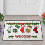 Personalized Christmas Doormat, Welcome Mat  – Custom Welcome Mat, Custom Family Doormat with Stockings