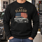 Personalized Classic Car Sweatshirt – Custom Photo, Year & Flag Retro Design