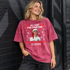 Personalized Couples Christmas Shirt – Custom Photo & Text Washed Cotton T-Shirt