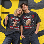 Personalized Couples Christmas Shirt – Custom Photo & Text Washed Cotton T-Shirt