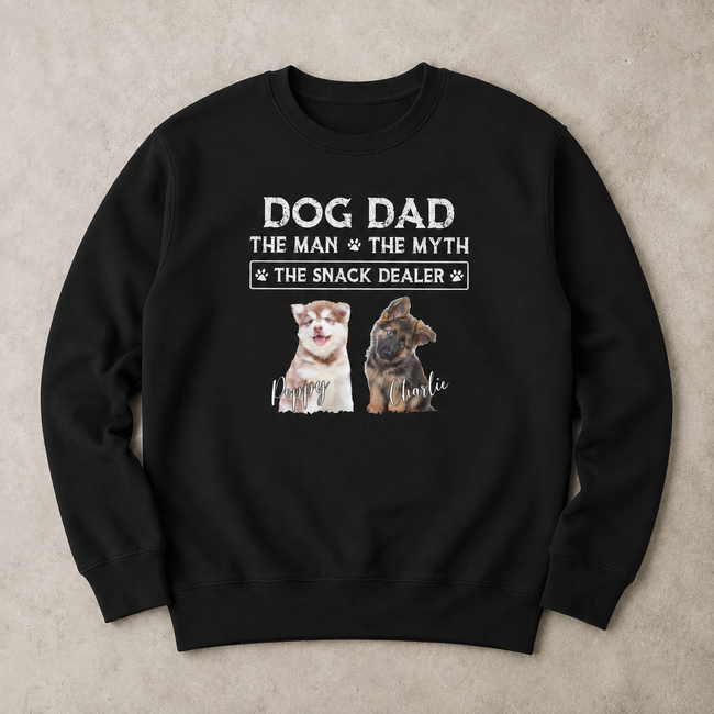 Personalized Dog Dad Photo & Name Unisex Sweatshirt – Custom 1–3 Pet Images Gift Main Image