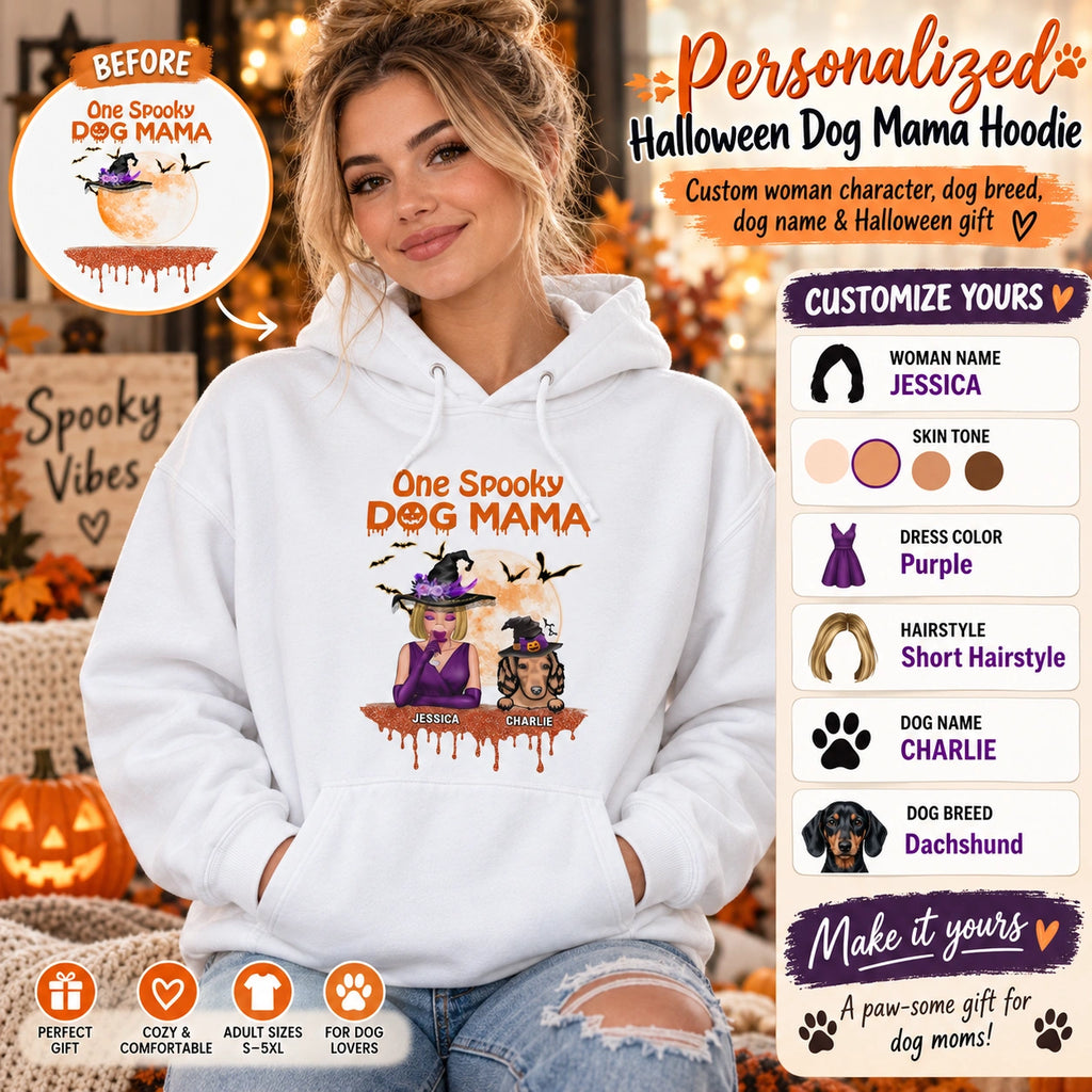 Personalized Dog Hoodie, Custom Dog Hoodie, Halloween Dog Hoodie, Dog Mom Hoodie, Dog Lover Gift