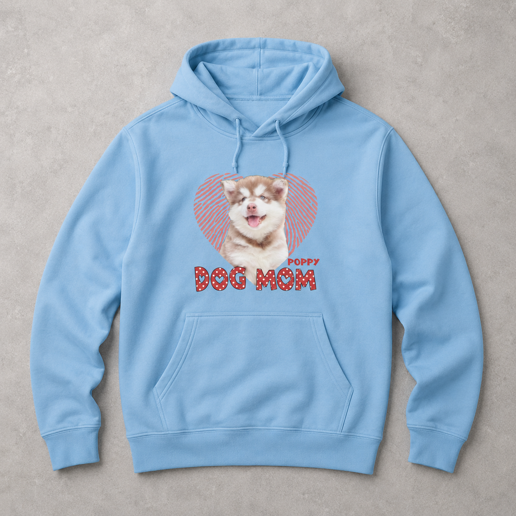Personalized Dog Mom or Cat Mom Photo & Name Unisex Hoodie – Custom 1–2 Pet Images Gift