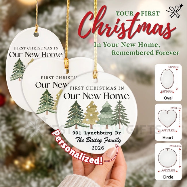 Personalized First Christmas in Our New Home Ornament, Housewarming & Christmas Gift Hover Image