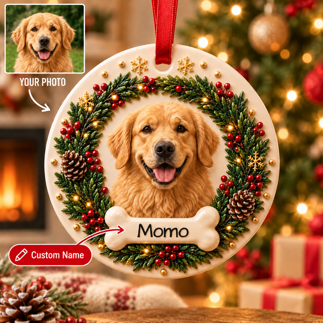 Personalized Ceramic 3D Relief Ornament, Custom New Home Christmas Ornament, House Number Keepsake, First Home Housewarming Gift Hover Image