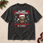 Personalized Pet Christmas Shirt – Custom Pet Photo & Name Washed Cotton T-Shirt