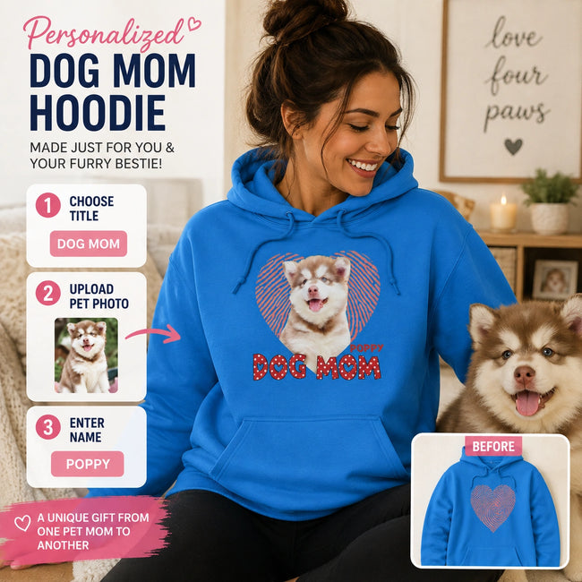 Personalized Pet Hoodie, Pet Photo Hoodie, Dog Mom Hoodie, Cat Mom Hoodie, Pet Mom Gift Hover Image