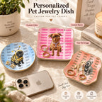 Personalized Pet Jewelry Dish – Custom Pet Portrait & Name, Watercolor Trinket & Ring Dish, Gift for Pet Lovers