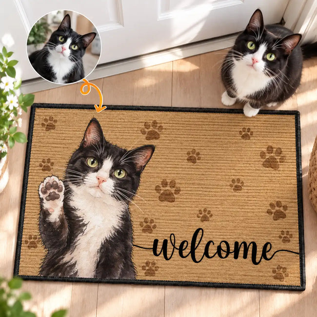 Personalized Pet Portrait Doormat – Custom Watercolor Pet Welcome Mat, Gift for Pet Lovers Main Image