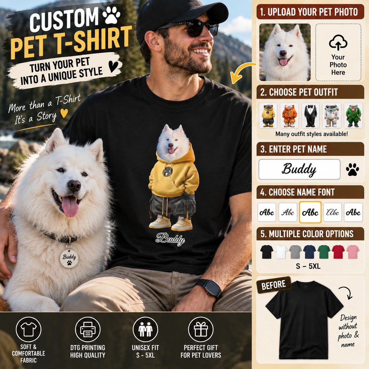 Personalized Pet Shirt, Personalized Dog Shirt, Personalized Cat Shirt, Custom Pet T-Shirt, Pet Lover Gift