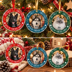 Personalized Pet’s First Christmas Ornament – Custom Dog & Cat Photo Circle Glass Ornament, Gift for Pet Lovers