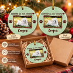 Personalized Pet Memorial Ceramic Ornament – Custom Dog Cat Photo & Name, Forever in Our Hearts Christmas Keepsake Gift