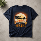 Personalized Witches With Hitches Halloween RV Camping Unisex T-Shirt – Custom Camper, Moon & Pumpkin Gift