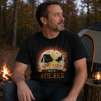 Personalized Witches With Hitches Halloween RV Camping Unisex T-Shirt – Custom Camper, Moon & Pumpkin Gift