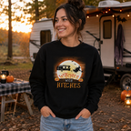 Personalized Witches With Hitches RV Camping Unisex Sweatshirt – Custom Camper Halloween Moon Gift