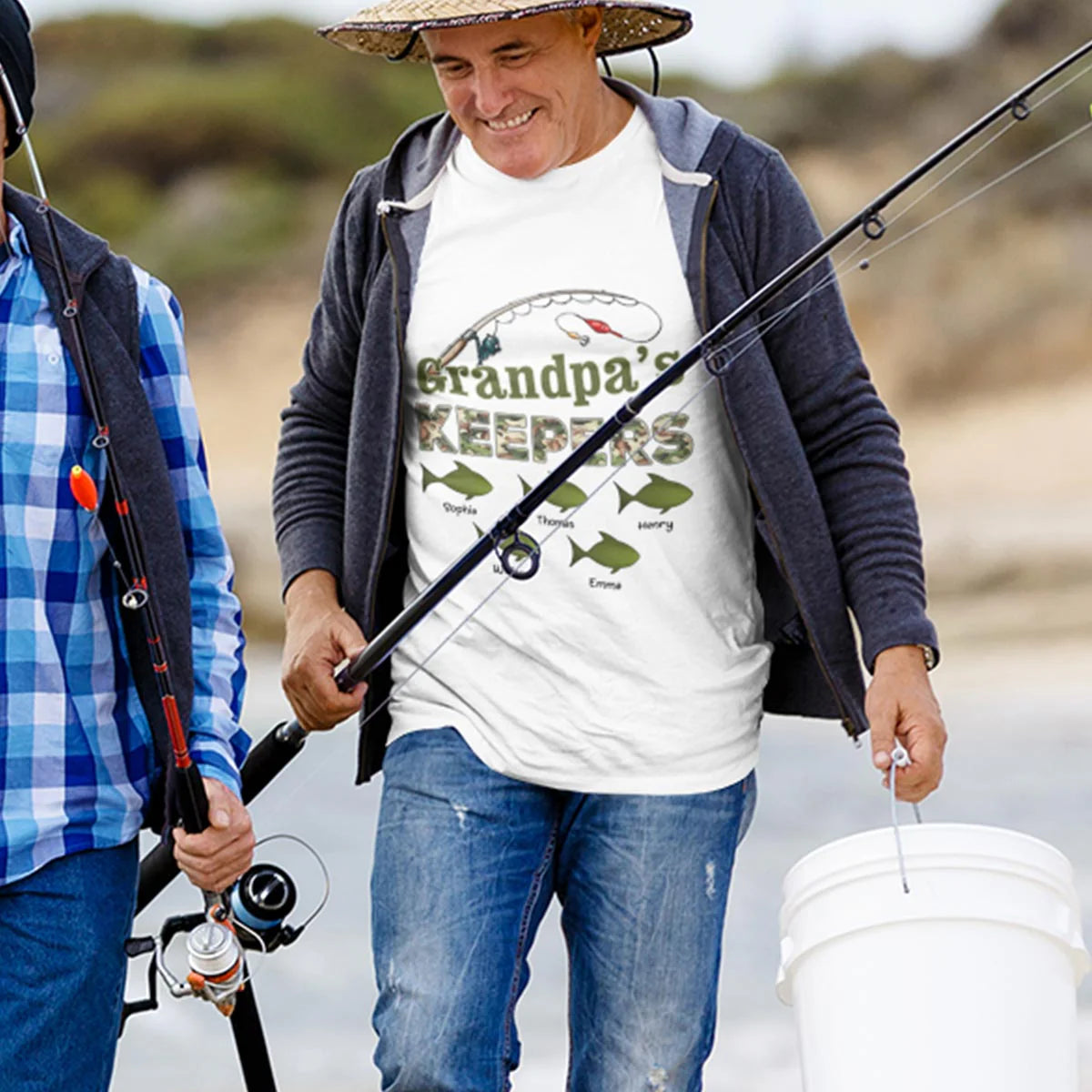 Grandpa‘s Keepers Camouflage Pattern Fishing - Personalized Shirt - Gift For Grandpa, Dad