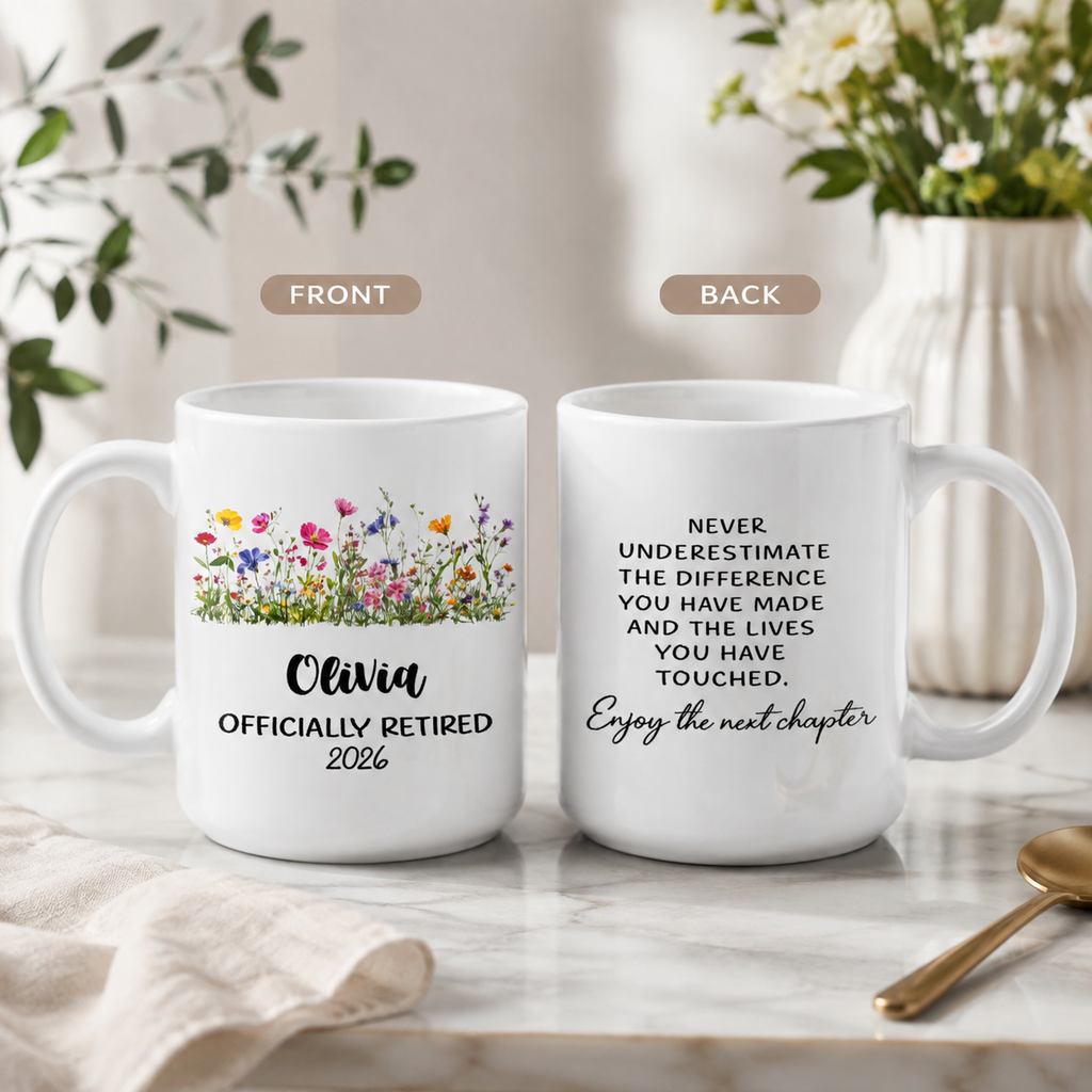 Personalized Retirement Mug with Name & Year, Retirement Gift