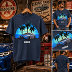 Custom Car Shirt, Car Photo Shirt, Retro Car Shirt, Custom Car Photo T-Shirt, Personalized Car & Year Retro Sunset Tee, Vintage Gift for Car Lovers