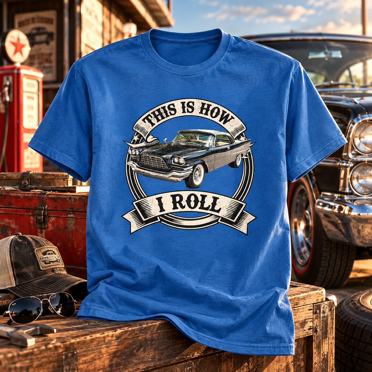 Personalized Classic Car T-Shirt – Custom Car Photo Back Print Shirt, This Is How I Roll Tee, Gift for Car Lovers