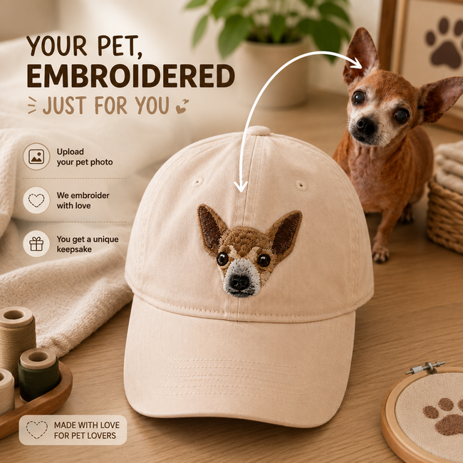 Custom Pet Embroidered Cap, Gift For Pet Lovers Hover Image