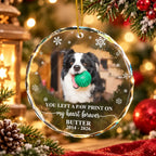 Personalized Christmas Ornament – Custom Pet Memorial Dog & Cat Photo Glass Ornament, Forever Loved Gift