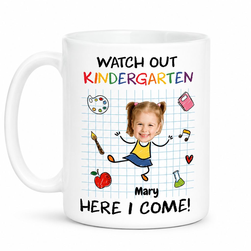 Personalized First Day of School Coffee Mug, Custom Kids Photo Mug with Name