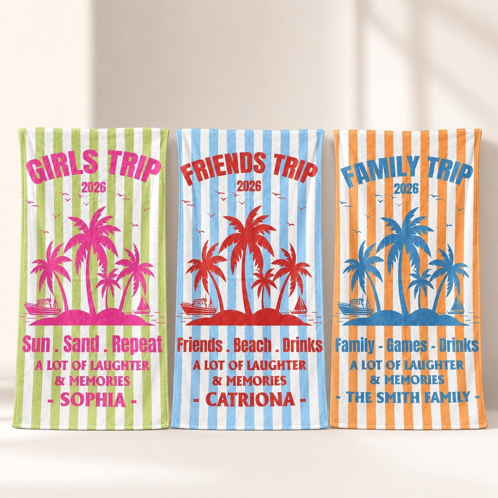 Hot Summer Girls Trip, Personalized Beach Towel