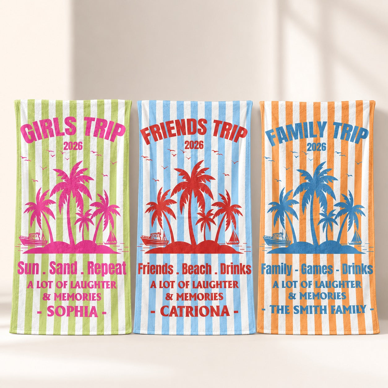 Hot Summer Girls Trip, Personalized Beach Towel