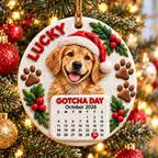 Personalized Dog Ornament with Photo, Name & Adoption Date - Gotcha Day Calendar Keepsake