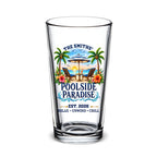 Custom Poolside Party Beer Glass - Personalized Summer Vacation And Travel Gifts For Mom, Dad, Brother, Sister - Beachside Paradise