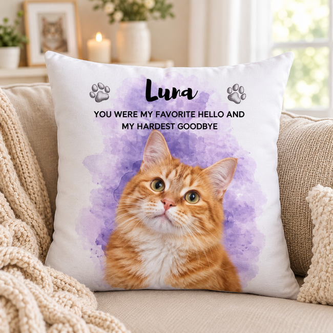 Custom Pet Memorial Pillow, Personalized Dog & Cat Photo Pillow, Pet Loss Gift Main Image