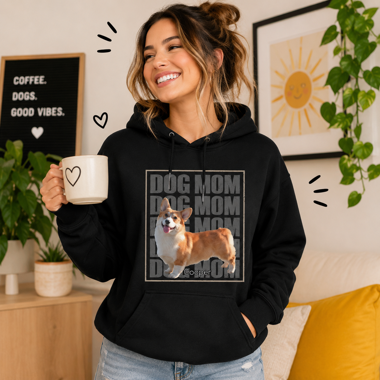 Custom Pet Photo Hoodie, Personalized Dog Mom Dog Dad Hoodie with Pet Name, Custom Dog Cat Sweatshirt, Pet Lover Gift