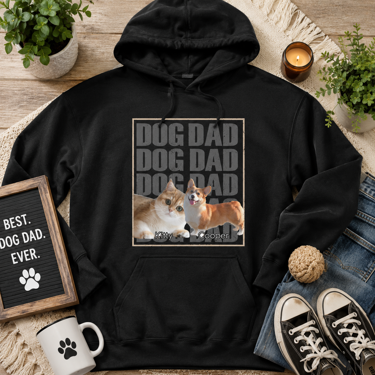 Custom Pet Photo Hoodie, Personalized Dog Mom Dog Dad Hoodie with Pet Name, Custom Dog Cat Sweatshirt, Pet Lover Gift