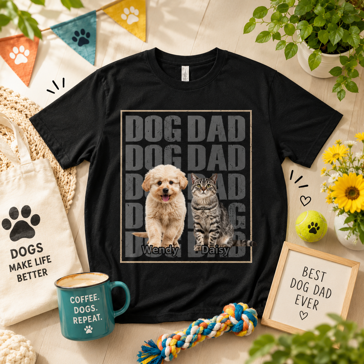 Custom Pet Photo T-Shirt, Personalized Dog Dad Shirt with Pet Name, Dog Mom Cat Mom Custom Pet Shirt, Gift for Pet Lovers