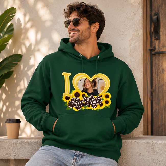 Custom Photo I Love My Girlfriend, Boyfriend, Wife, Husband Hoodie Main Image