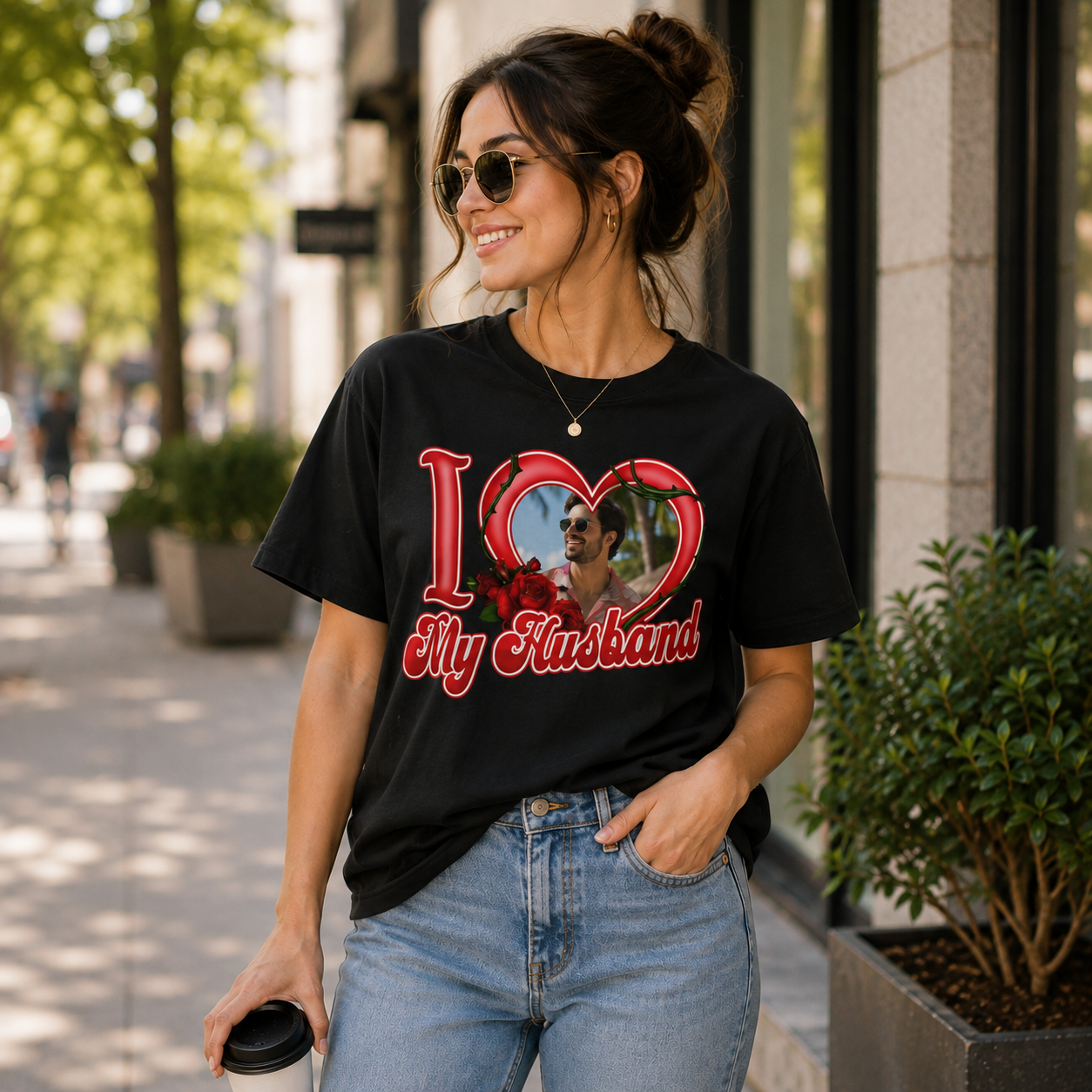 Custom Photo I Love My Girlfriend, Boyfriend, Wife, Husband T-Shirt