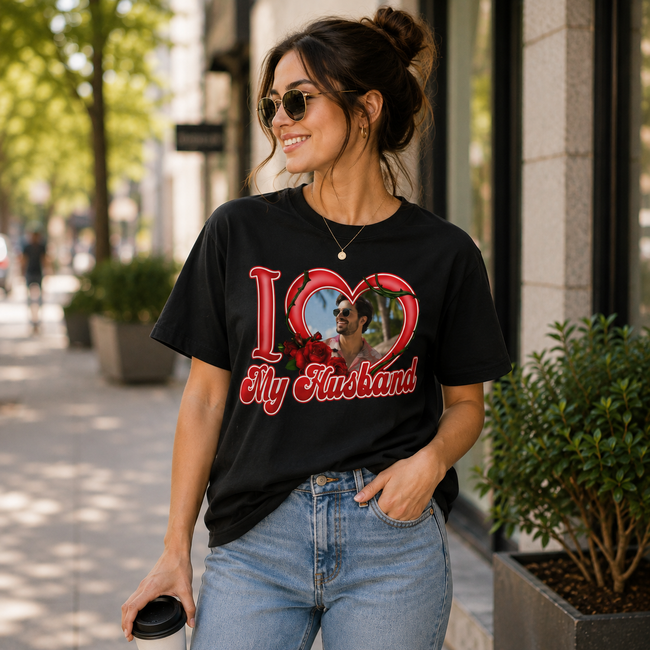 Custom Photo I Love My Girlfriend, Boyfriend, Wife, Husband T-Shirt Main Image