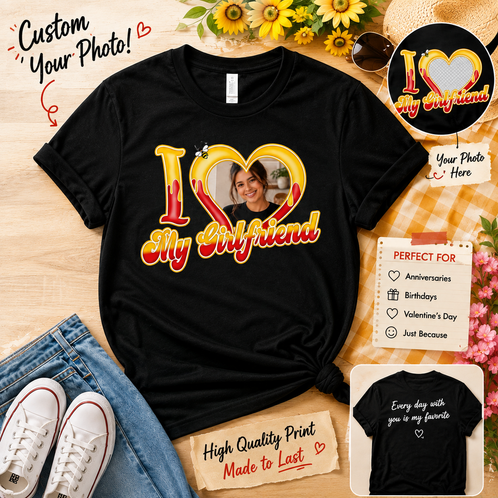 Custom Photo I Love My Girlfriend, Boyfriend, Wife, Husband T-Shirt