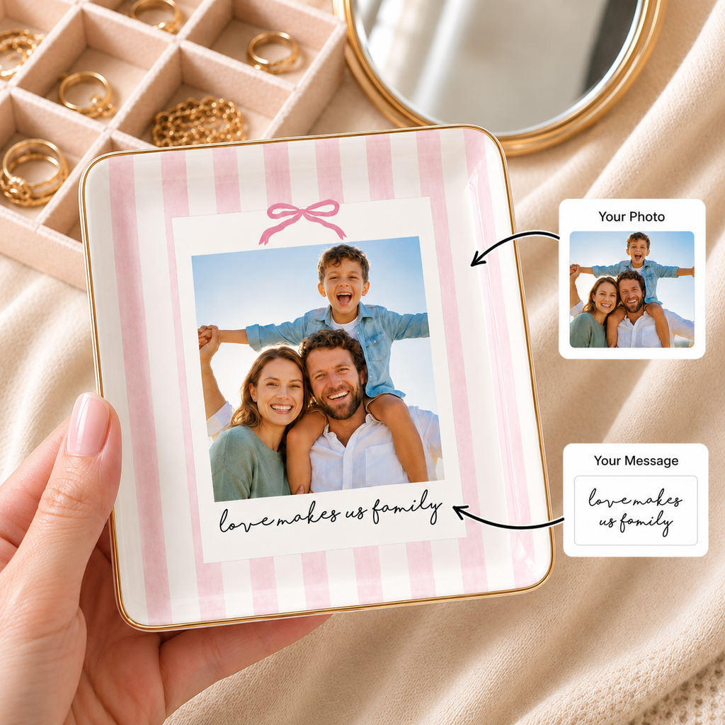 Personalized Photo Jewelry Dish, Custom Picture and Message Ring Dish