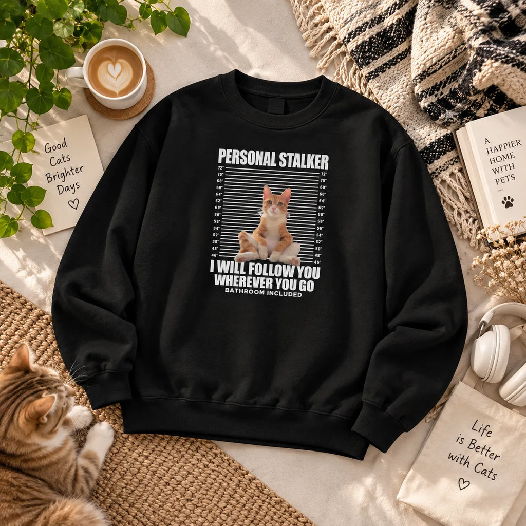 Custom Pet Photo Sweatshirt – Personalized Pet Photo Sweatshirt, Personal Stalker Design, Funny Gift for Pet Lovers