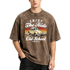 Personalized Car Photo Retro T-Shirt – Custom Car Graphic Tee, Enjoy The Ride Gift for Car Lovers